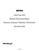 Monthly Performance Report - November 2022