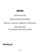 Monthly Performance Report - December 2022