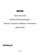 Monthly Performance Report - January 2023