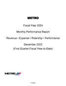 Monthly Performance Report - December 2023