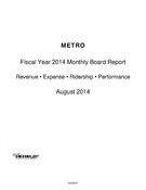 Monthly Performance Report - August 2014