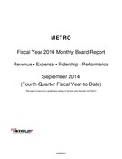 Monthly Performance Report - September 2014