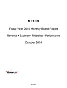 Monthly Performance Report - October 2014