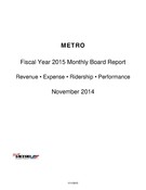 Monthly Performance Report - November 2014