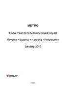 Monthly Performance Report - January 2013