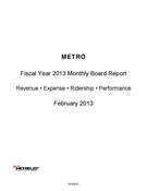 Monthly Performance Report - February 2013