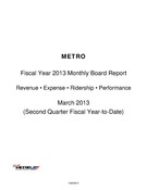 Monthly Performance Report - March 2013