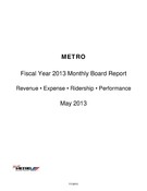 Monthly Performance Report - May 2013