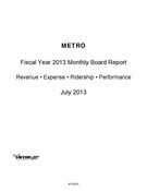 Monthly Performance Report - July 2013