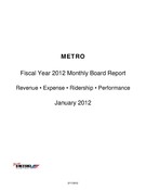 Monthly Performance Report - January 2012