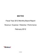 Monthly Performance Report - February 2012