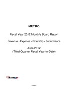 Monthly Performance Report - June 2012