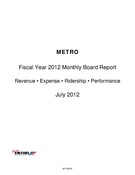 Monthly Performance Report - July 2012