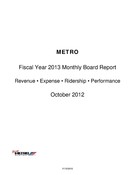 Monthly Performance Report - October 2012