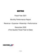 Monthly Performance Report - December 2020