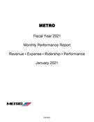 Monthly Performance Report - January 2021