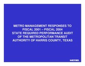 Response to Performance Audit - FY01-FY04