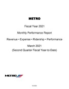 Monthly Performance Report - March 2021