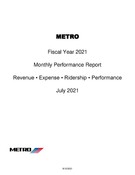 Monthly Performance Report - July 2021