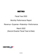 Monthly Performance Report - March 2022