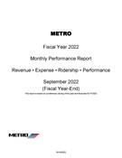 Monthly Performance Report - September 2022