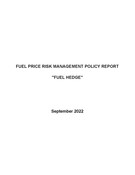 Quarterly Fuel Hedge Report - September 2022